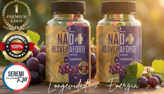 Pack NAD+Resveratrol Forte PlusNatural - Suplemento Longevidad Capsulas y Gomitas